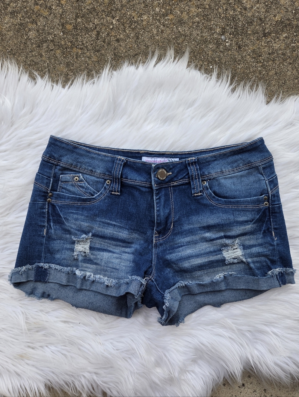 Wanna Betta Butt - Flap Pocket Dark Wash Denim Short - Size 5